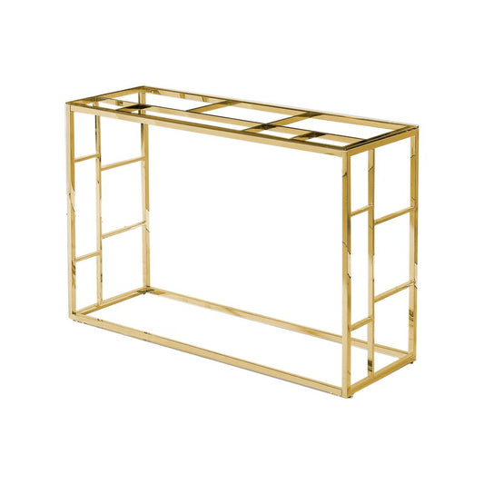 Best Master Furniture 48" Modern Clear Tempered Glass Console Table in Gold