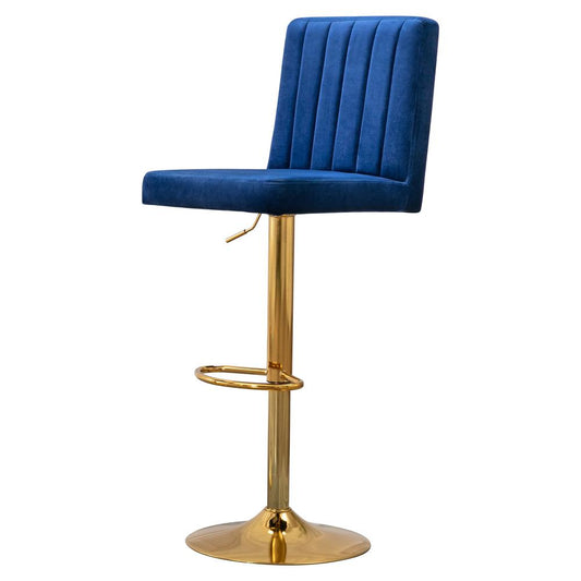 Best Master Yucca Blue/Gold Adjustable Velvet Swivel Bar Stools (Set of 2)