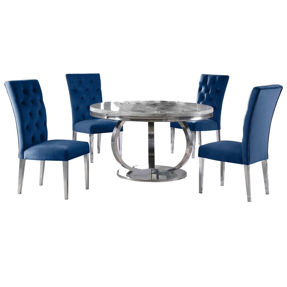 Best Master Furniture Lexington 52"  Round Dining Set in Blue