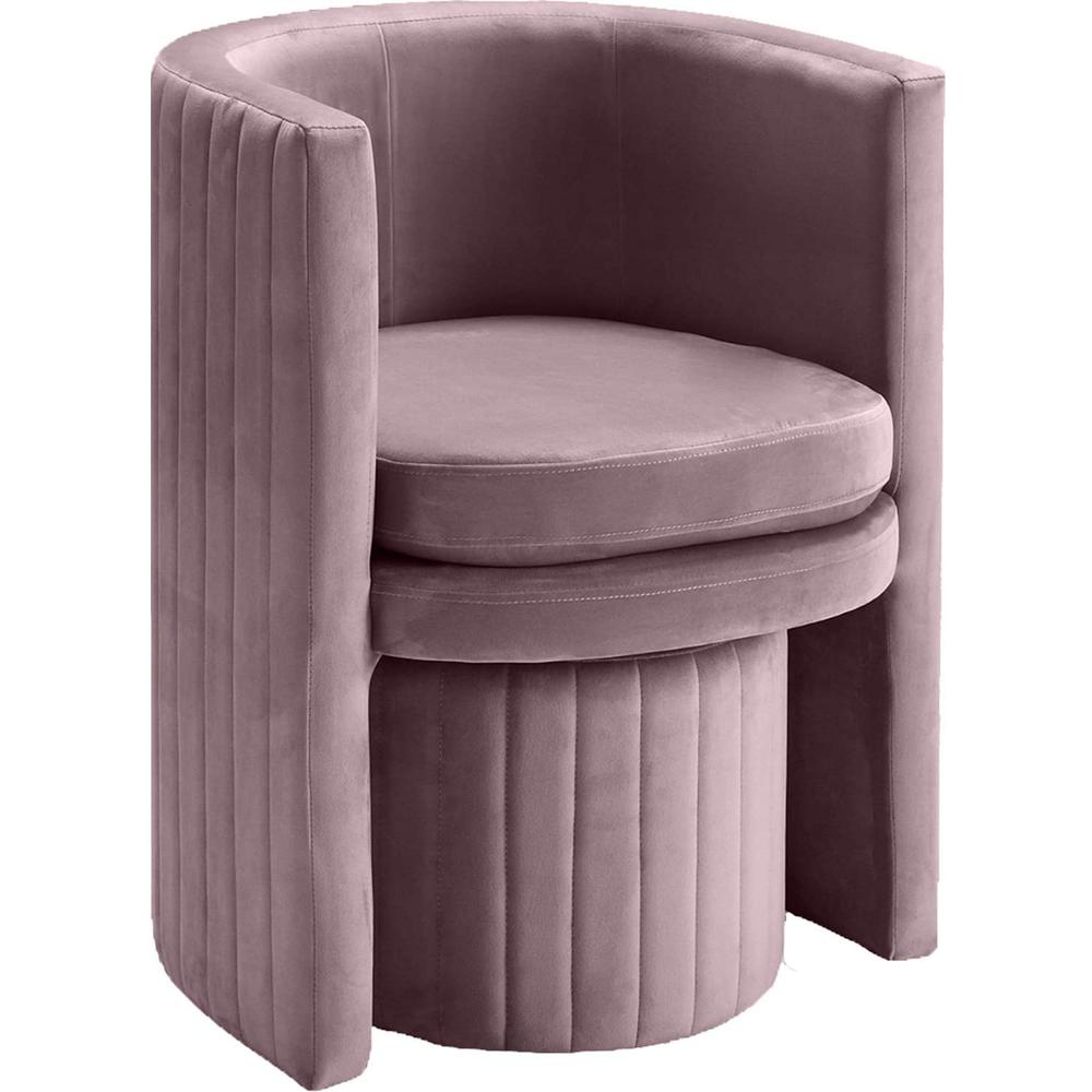 Best Master Seager Pink Velvet Round Arm Chair with Ottoman