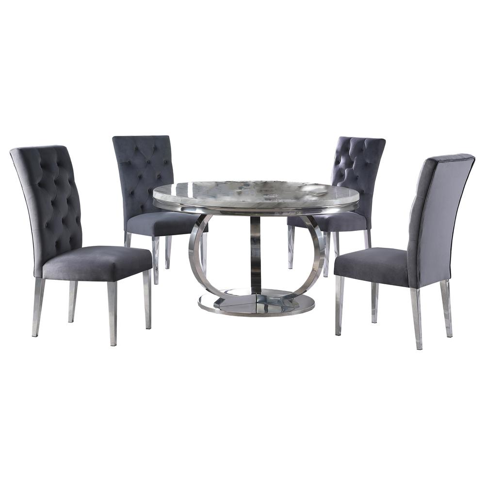 Best Master Furniture Lexington 52"  Round Dining Set in Gray