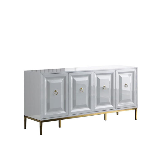 Best Master Furniture Sujay 65" Modern Wood Sideboard with Gold Accents in White