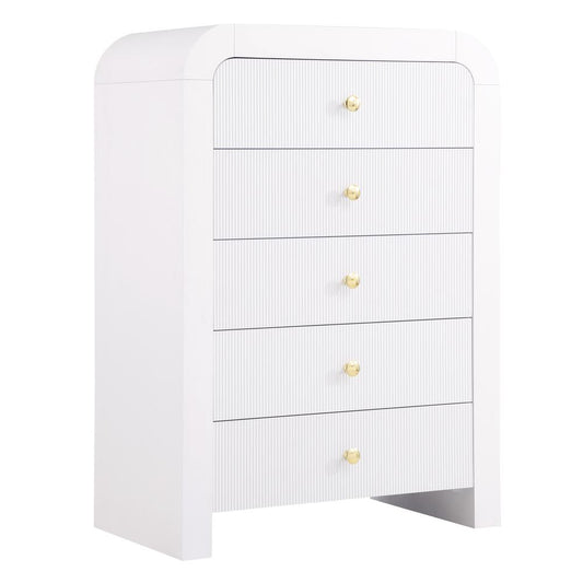 Bellagio White Wood 5 Drawer Chest