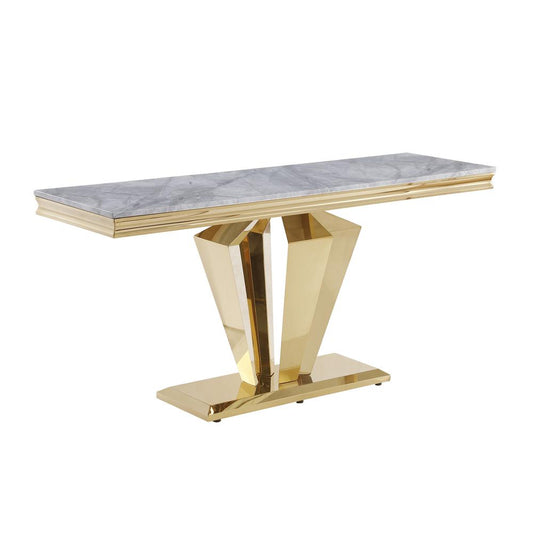 Ivane Stone Marble Laminate Gold Sofa Table