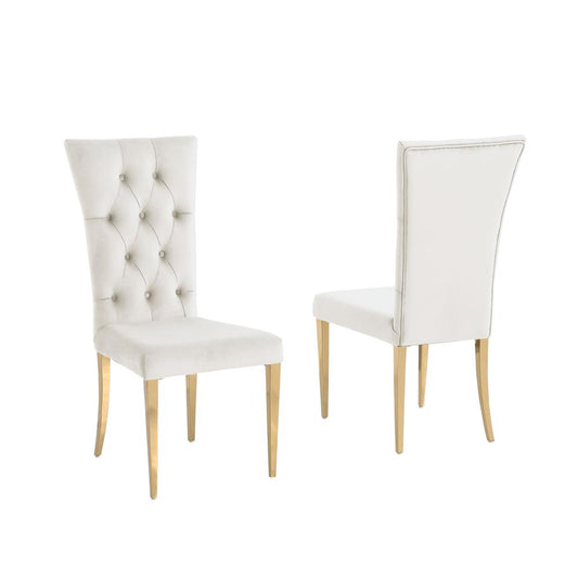 Danis Beige Velvet with Gold Dining Chairs, Set of 2