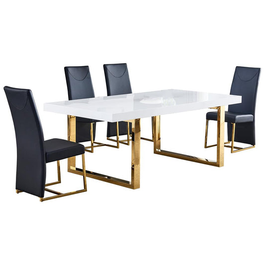 Best Master Furniture Padraig 5-piece Black Rectangular Dining Set in Gold