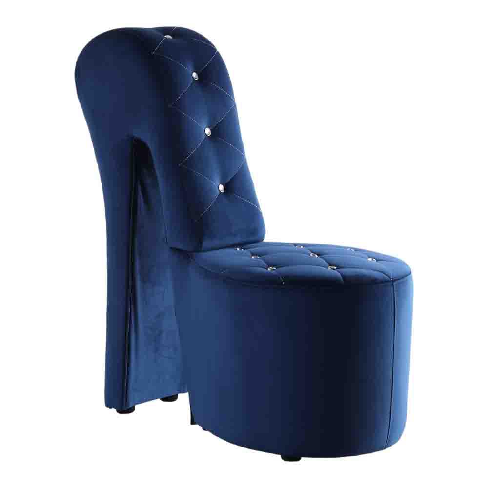 Best Master Furniture Tristram 19" Velvet High Heel Shoe Chair in Navy Blue