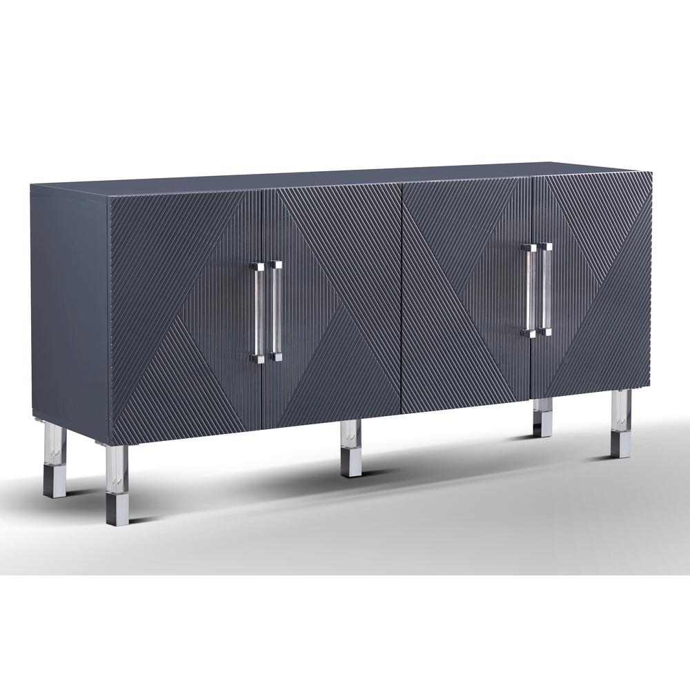 Quentin Gray Cabinet with Silver Acrylic Accents