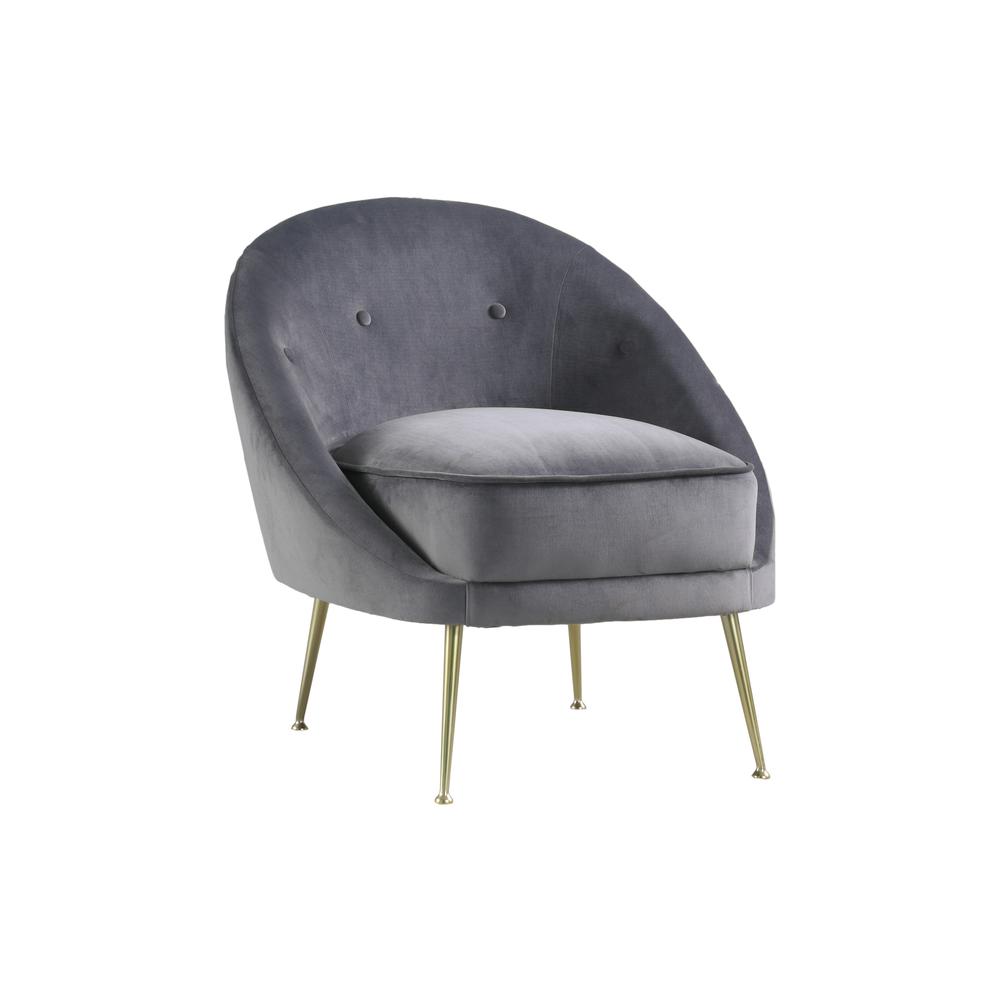 Best Master Furniture Olivia 19" Velvet Accent Chair with Gold Legs in Gray