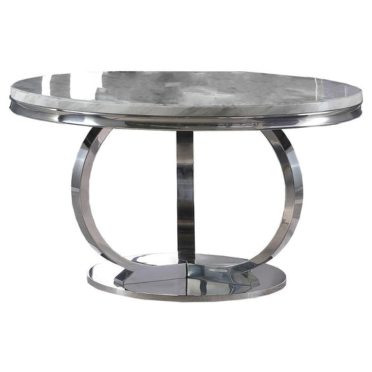 Best Master Furniture Lexington 52" Round White Faux Marble Dining Table