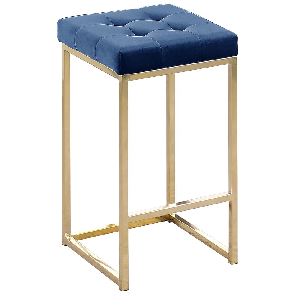 Jersey Gray Velvet Counter Height Stool in Gold (Set of 2)