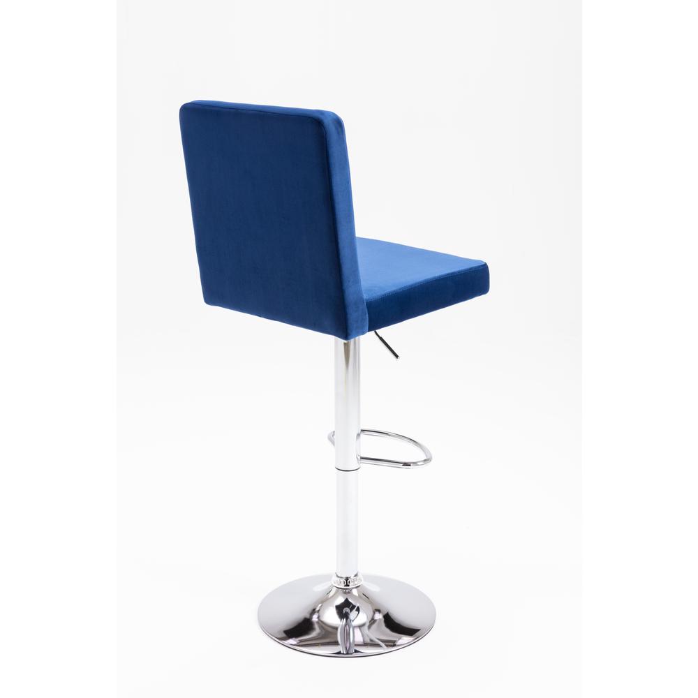 Yorkie Velvet Upholstered Modern Swivel Bar Stool in Blue (Set of 2)