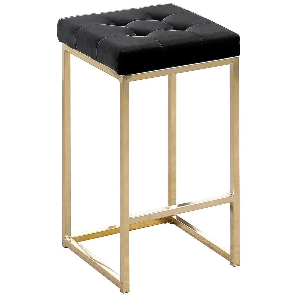 Jersey Black Velvet Counter Height Stool in Gold (Set of 2)