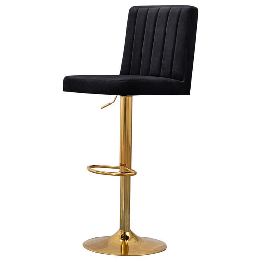 Best Master Yucca Black/Gold Adjustable Velvet Swivel Bar Stools (Set of 2)