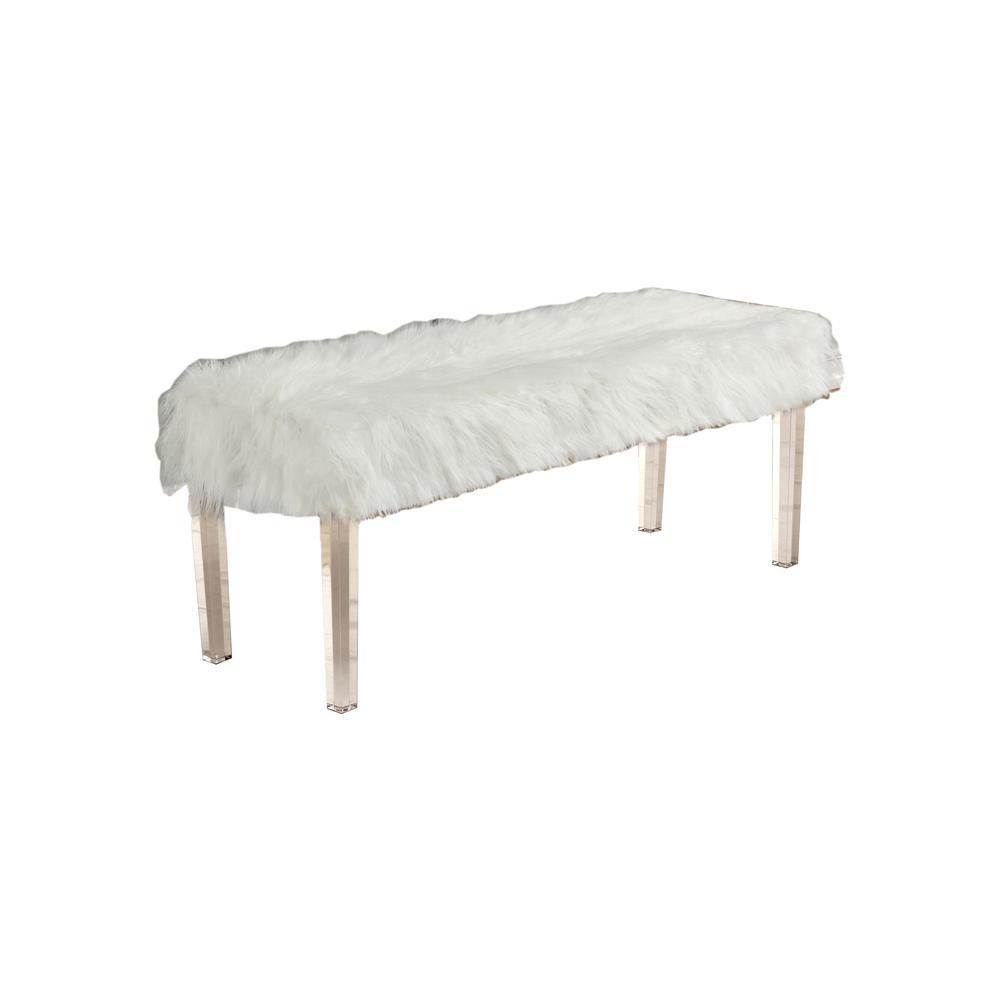 Best Master Furniture Cyrus 48" Wood Accent Bench with Acrylic Legs in White