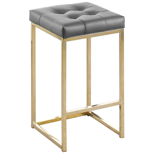 Jersey Gray Faux Leather Counter Height Stool in Gold (Set of 2)