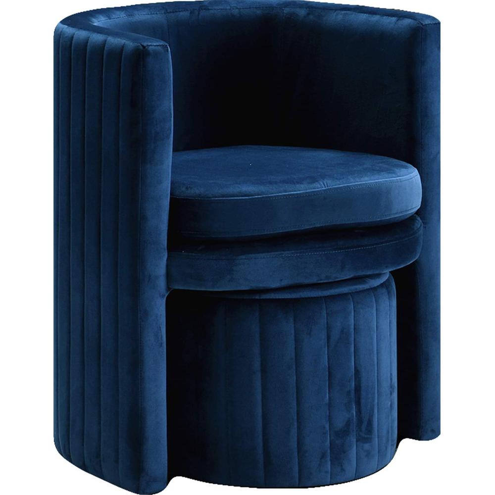 Best Master Seager Navy Velvet Round Arm Chair with Ottoman