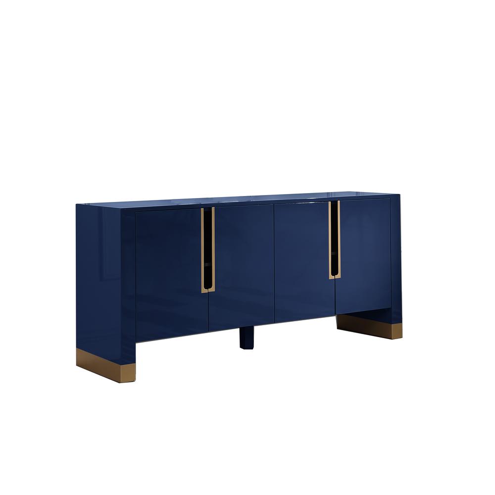 Best Master Furniture Akantha 68" Wood Sideboard with Gold Accents in Blue