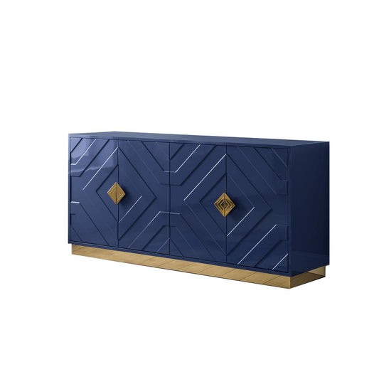 Best Master Furniture Babatunde 65" Wood Sideboard with Gold Accents in Navy