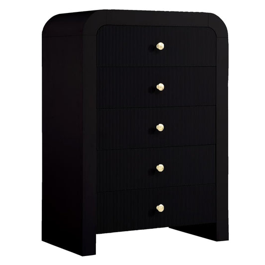 Bellagio Black Wood 5 Drawer Chest