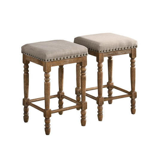 Best Master Furniture Eva 26" Wood Counter Stool in Natural Oak (Set of 2)