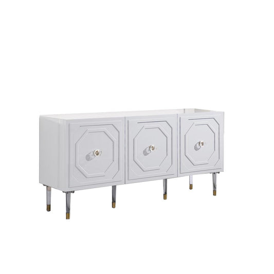 Best Master Furniture Jadran 65" Modern Wood Sideboard with Gold Accent in White