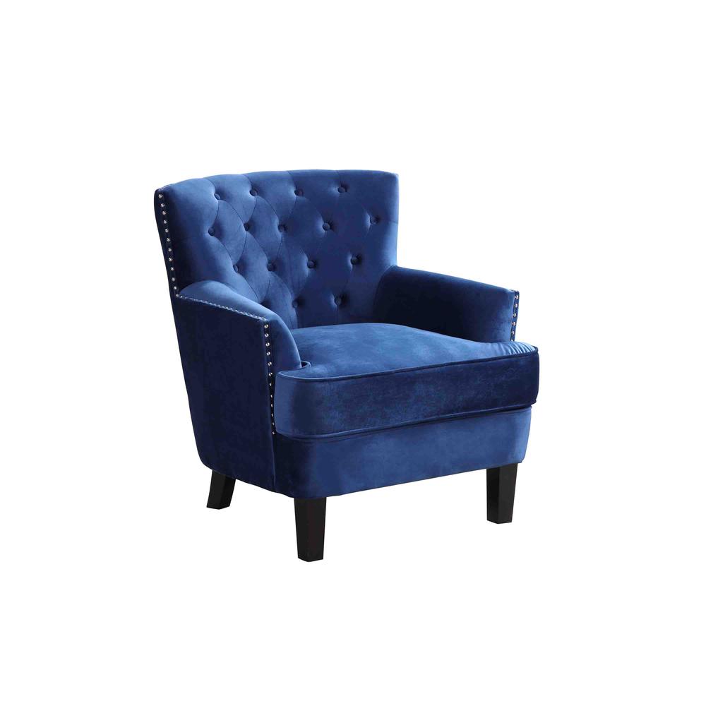 Best Master Furniture Conall 19" Velvet Arm Chair with Nailhead Trim in Blue