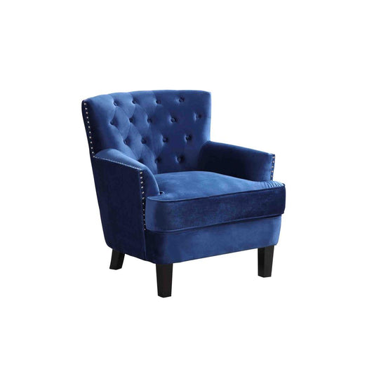 Best Master Furniture Conall 19" Velvet Arm Chair with Nailhead Trim in Blue