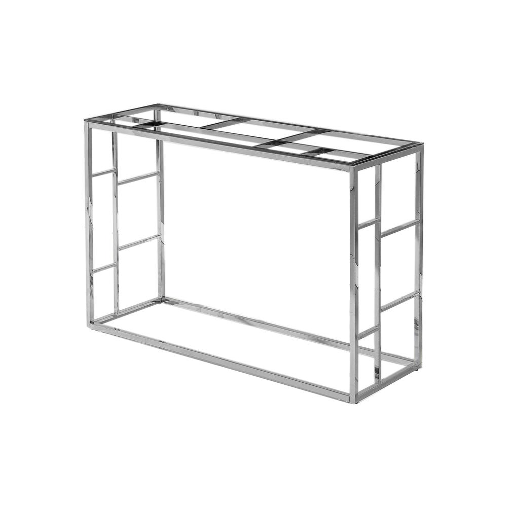 Best Master Furniture 48" Modern Clear Tempered Glass Console Table in Silver