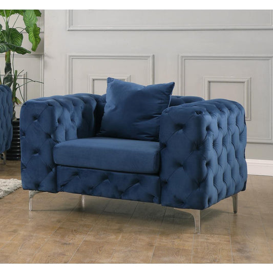 Best Master Furniture Nigel 20" Transitional Velvet Chair in Blue