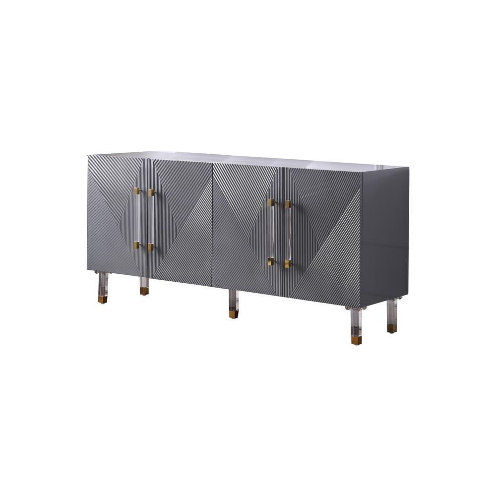 Best Master Furniture Fenella 65" Modern Wood Sideboard with Gold Accent in Gray