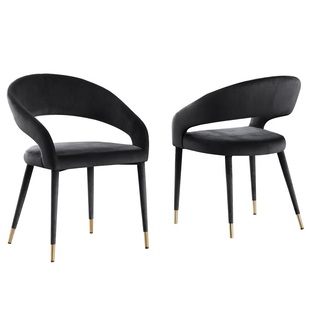 Jacques Velvet Black Dining Chairs (Set of 2)