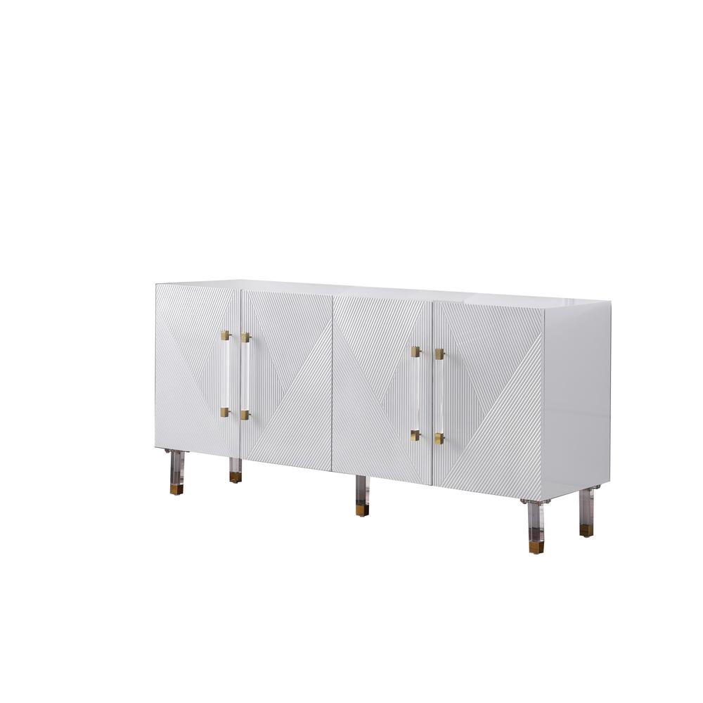 Best Master Furniture Fenella Modern Wood Sideboard with Gold Accents in White