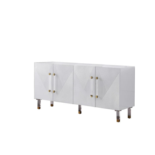 Best Master Furniture Fenella Modern Wood Sideboard with Gold Accents in White