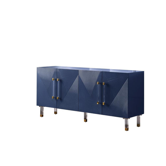 Best Master Furniture Fenella 65" Modern Wood Sideboard with Gold Accent in Navy