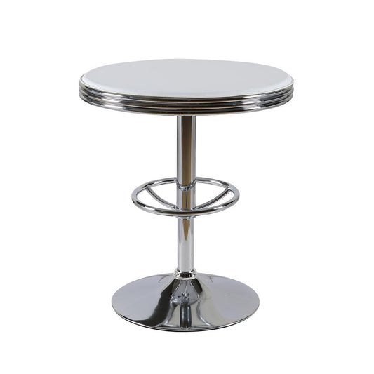 Best Master Furniture California 25" Metal Swivel Bar Table in White/Chrome