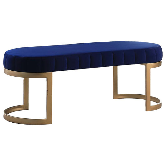 Krista Velvet Glam Accent Bench in Blue