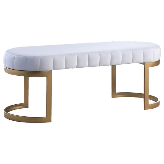 Krista Velvet Glam Accent Bench in White