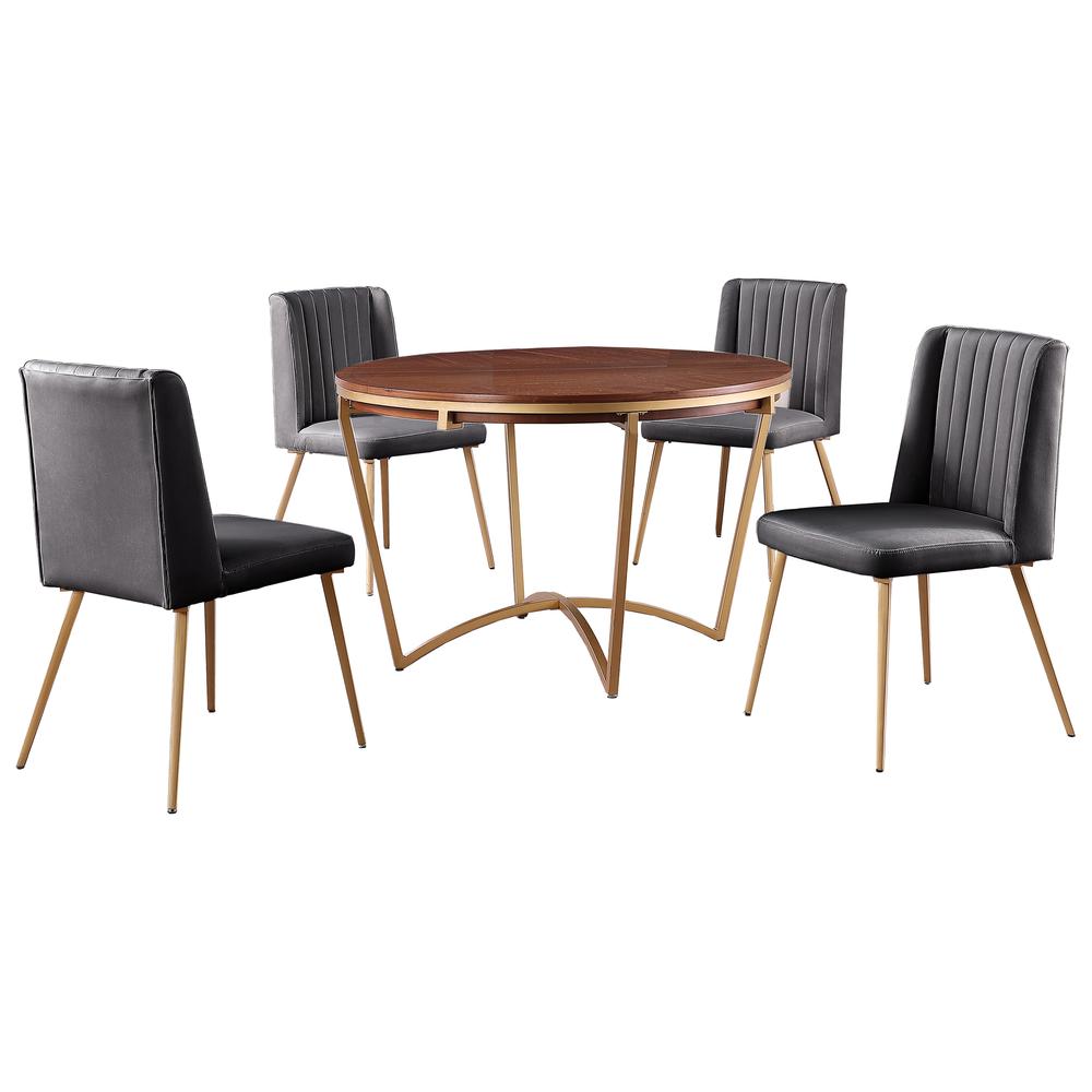 Newport 5-piece Round Dining Set in Gray