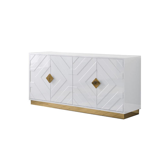 Best Master Furniture Babatunde 65" Wood Sideboard with Gold Accents in White