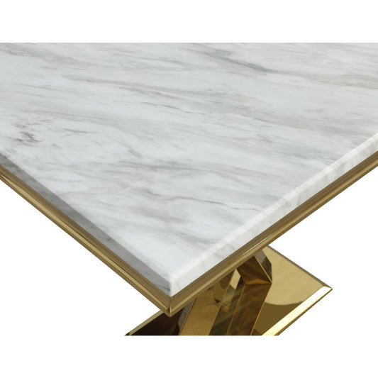 Gernot Gold Faux Marble Rectangle Dining Table