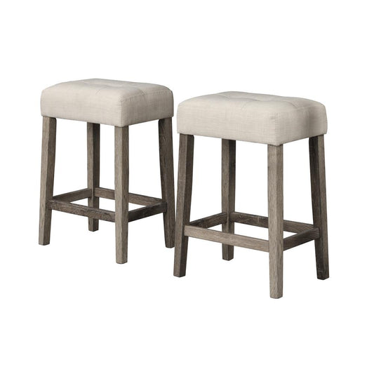 Best Master Furniture Yosef 24" Wood Counter Stool in Oak (Set of 2)