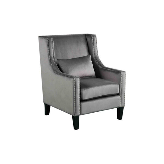 Best Master Furniture Glenn 20" Transitional Velvet Arm Chair in Gray