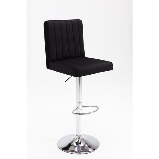 Yorkie Velvet Upholstered Modern Swivel Bar Stool in Black (Set of 2)