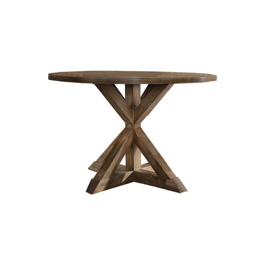 Best Master Furniture Venus 48" Round Wood Dinette Table in Antique Natural Oak