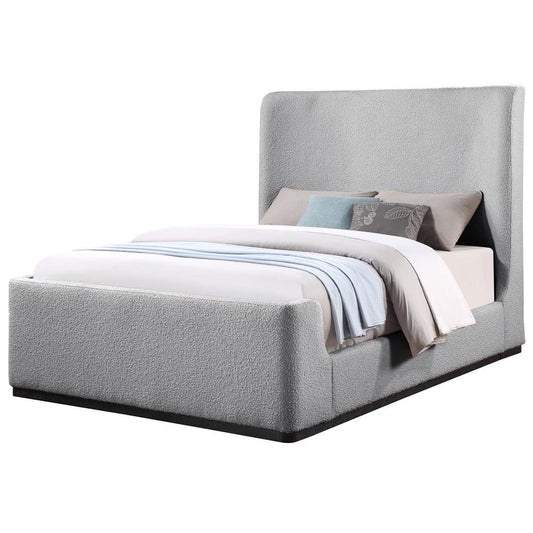 Bradbury Gray Wood Frame King Platform Bed with Boucle Cloud Fabric