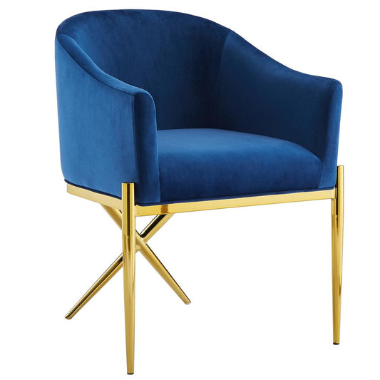 Best Master Dalton Navy Velvet Side Chairs in Gold