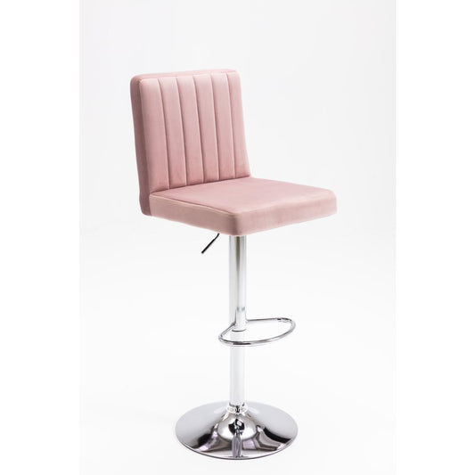 Yorkie Velvet Upholstered Modern Swivel Bar Stool in Pink (Set of 2)