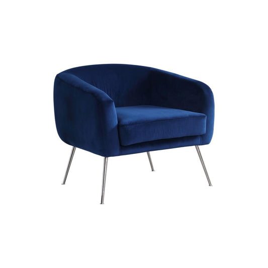 Oliver Blue Velour w/ Stainless Steel Legs Accent Chair