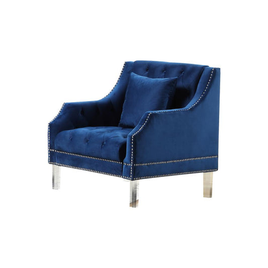 Tao Tufted Velvet with Acrylic Legs Accent Chair in Blue